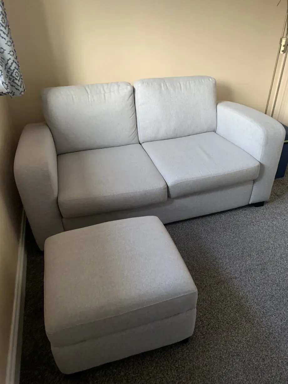 DFS Silver Layla 2 seater sofa with Layla footstool