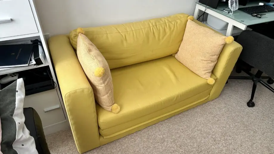 Yellow 2-Seater Sofa Bed – Compact, Stylish & Great Condition