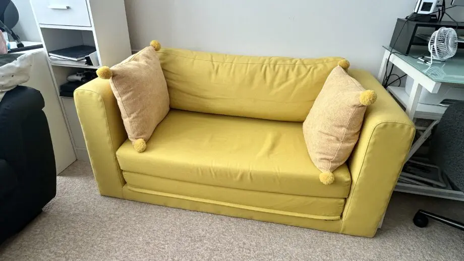 Yellow 2-Seater Sofa Bed – Compact, Stylish & Great Condition