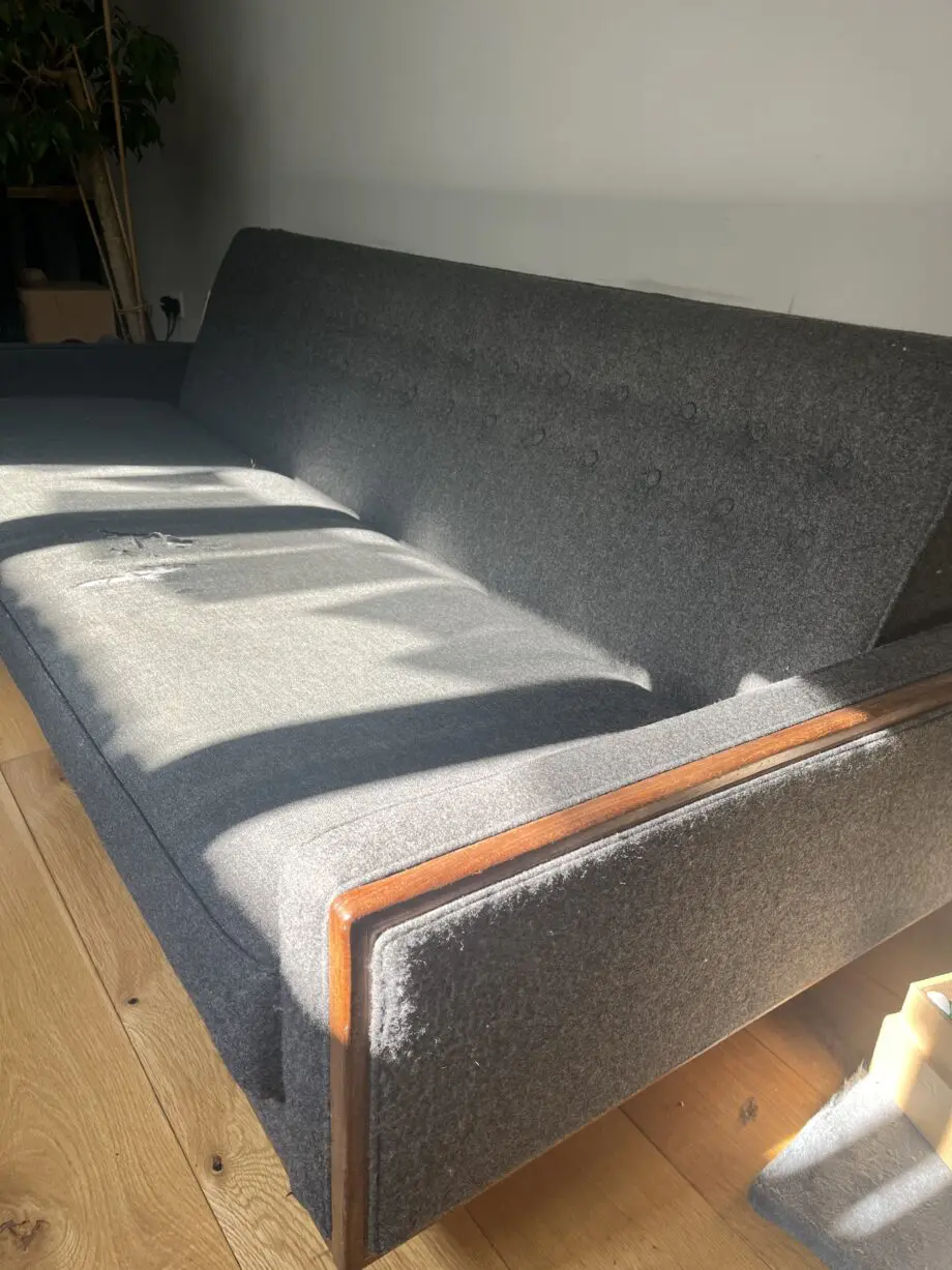 Vintage grey sofa with storage