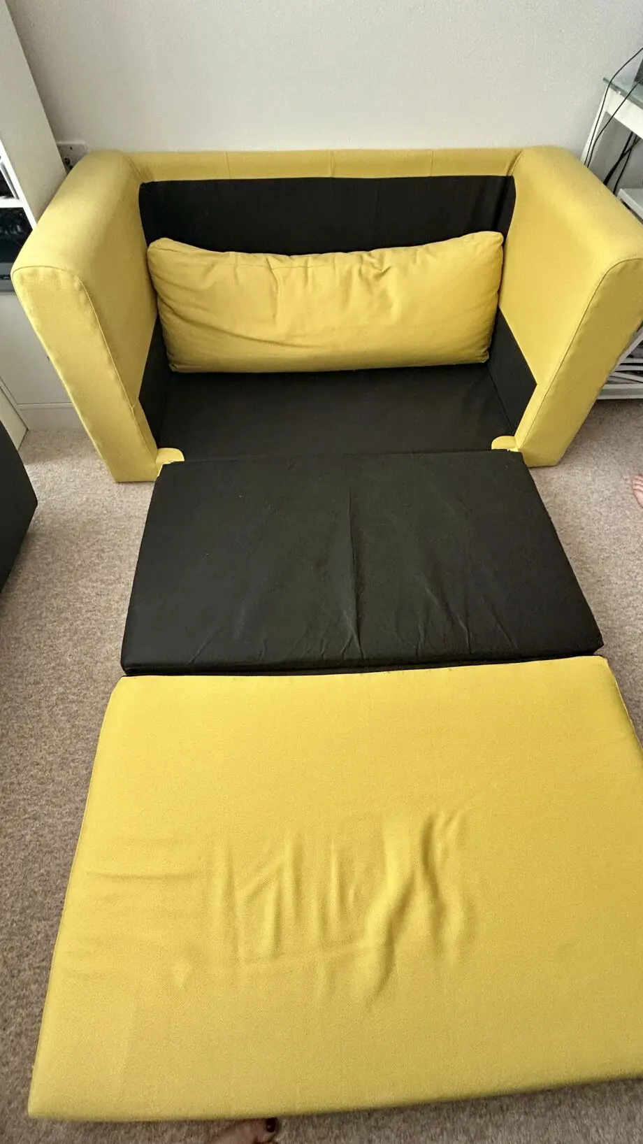 Yellow 2-Seater Sofa Bed – Compact, Stylish & Great Condition