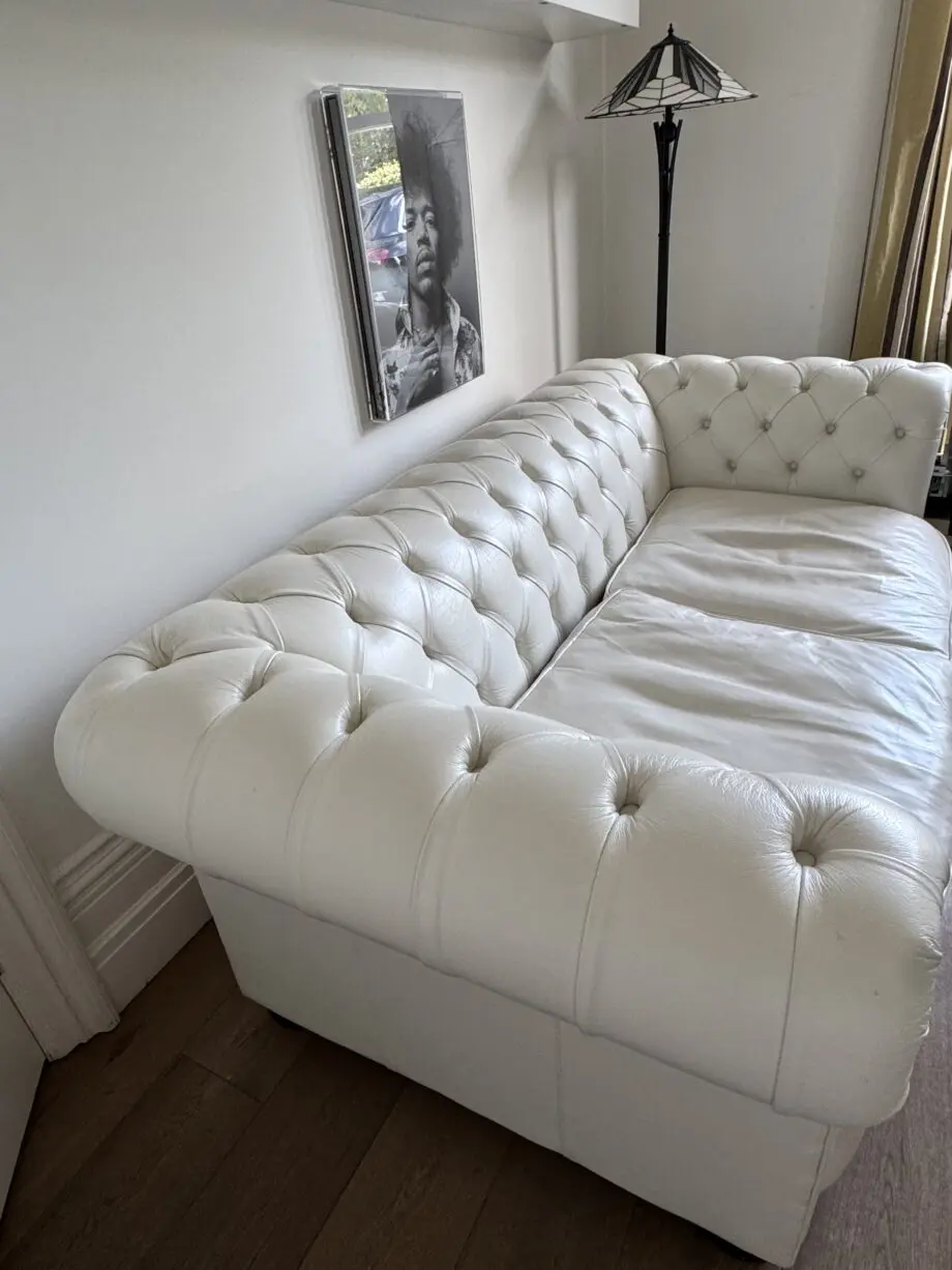 White leather Chesterfield sofa