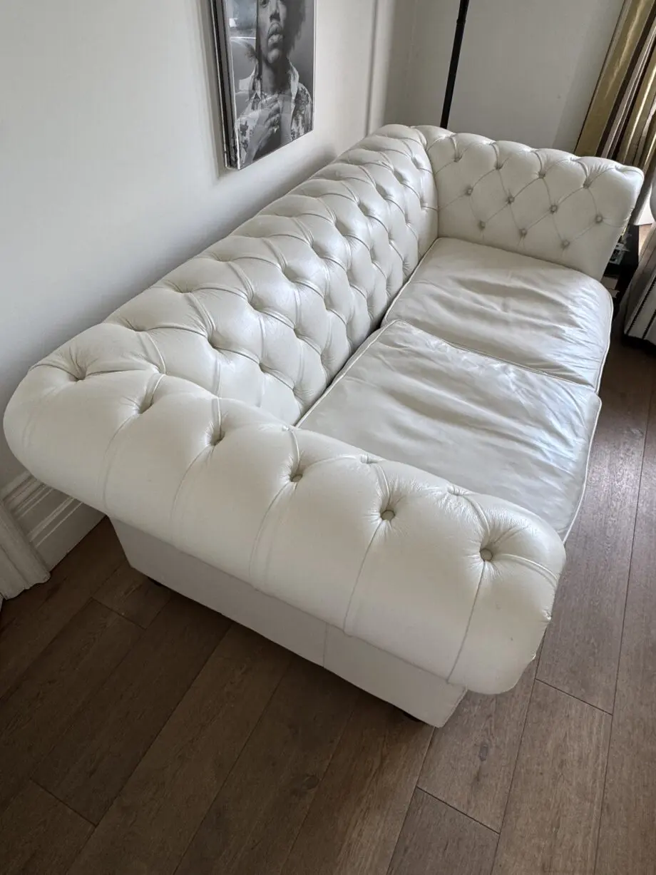 White leather Chesterfield sofa