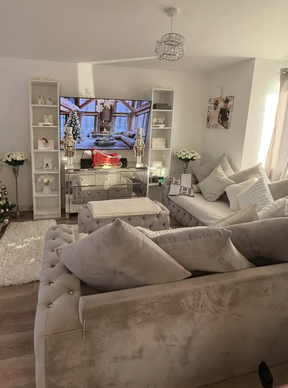 Plush velvet grey sofa