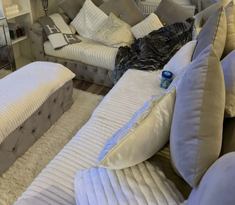Plush velvet grey sofa