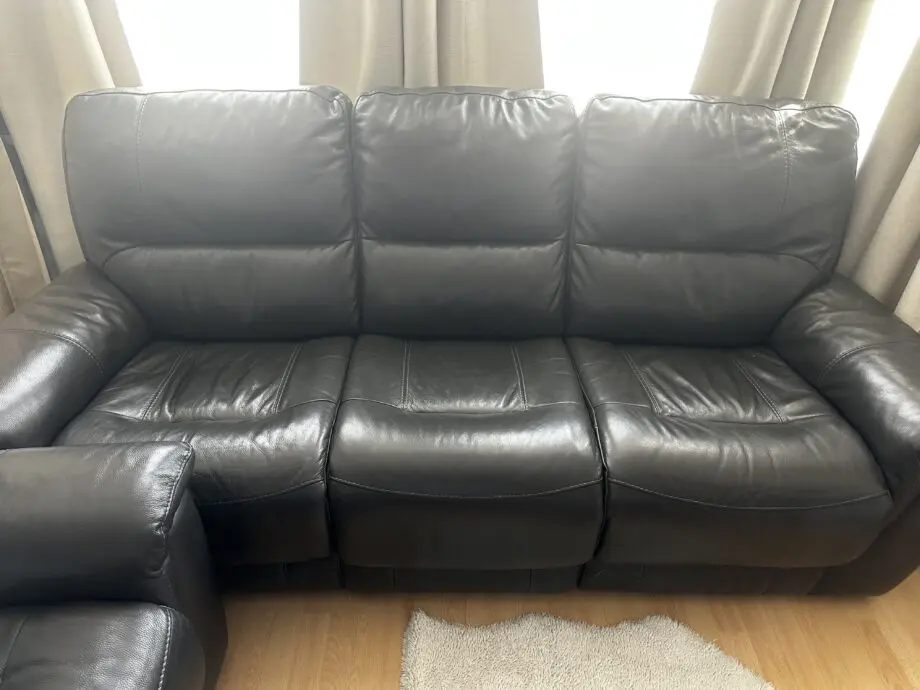 Leather DFS 3 seater sofa dark blue