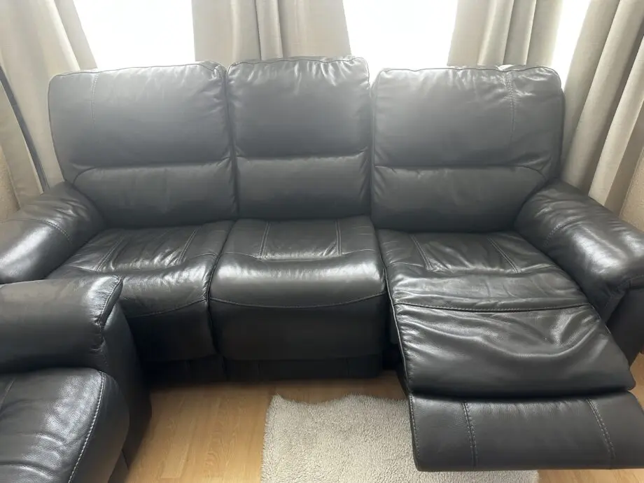 Leather DFS 3 seater sofa dark blue