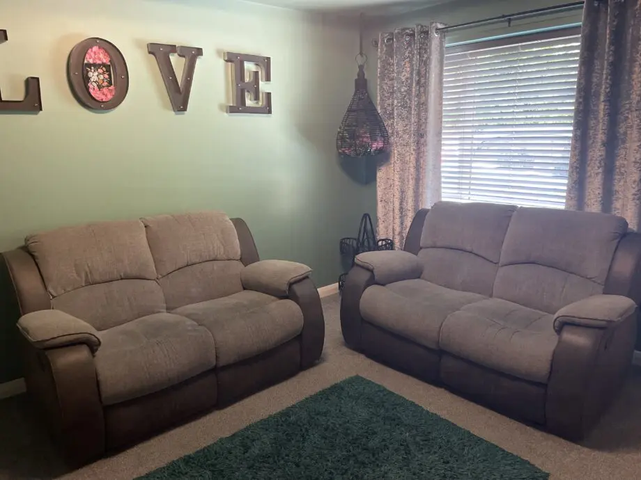 2x 2 seater reclining sofas