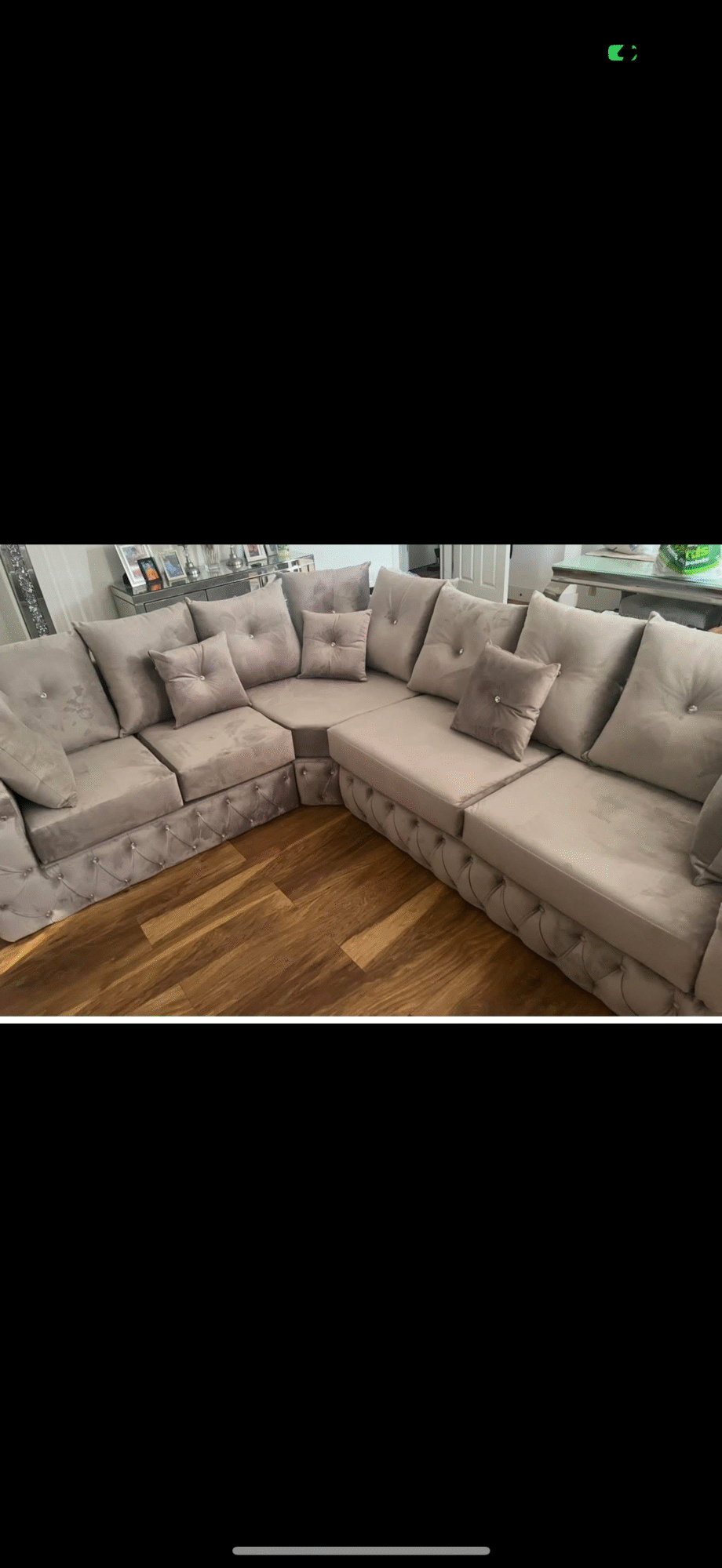 Plush velvet grey sofa