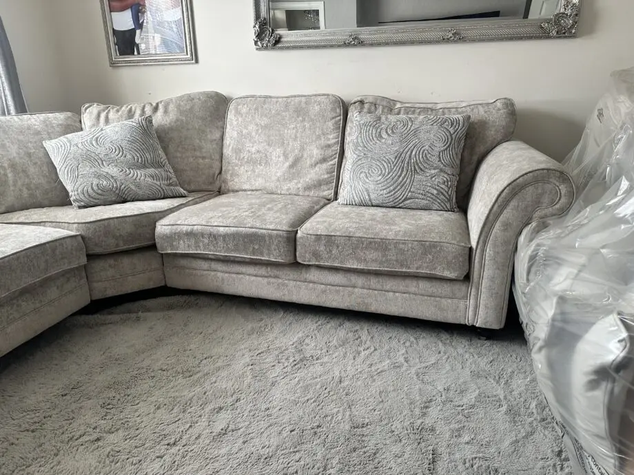Fabb Furniture beige/Oatmeal 3x3 corner sofa