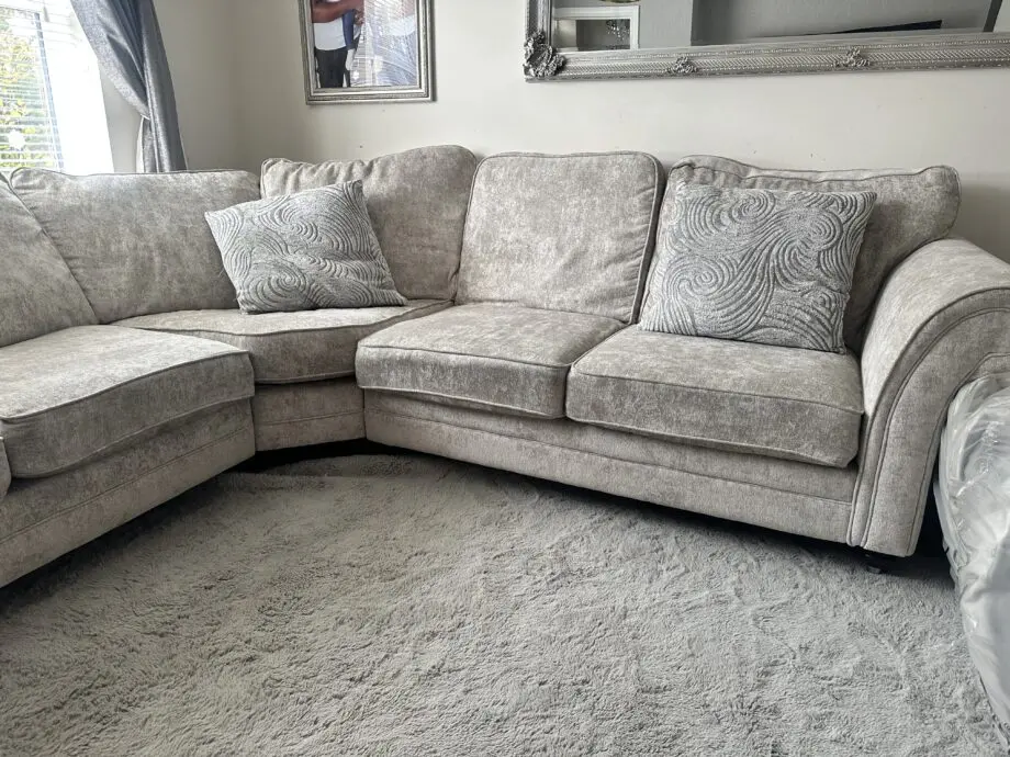 Fabb Furniture beige/Oatmeal 3x3 corner sofa