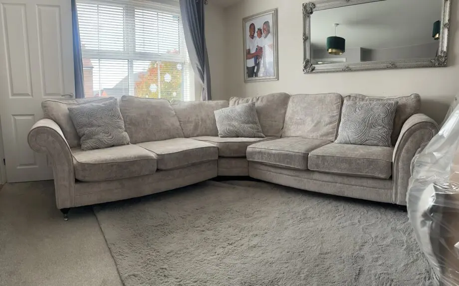 Fabb Furniture beige/Oatmeal 3x3 corner sofa