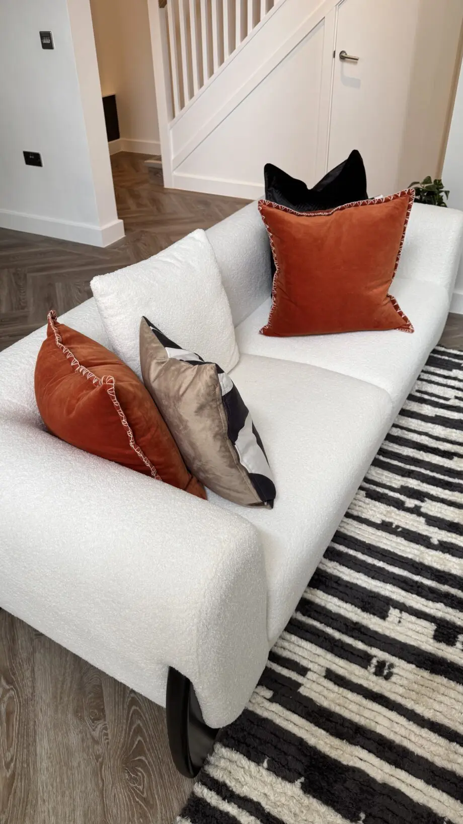 White boucle 3 seater sofa