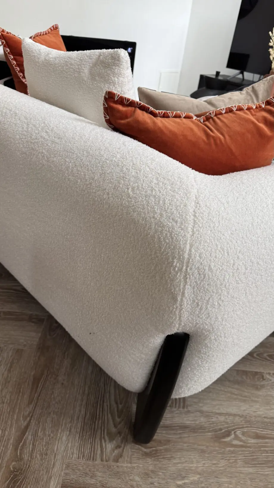 White boucle 3 seater sofa