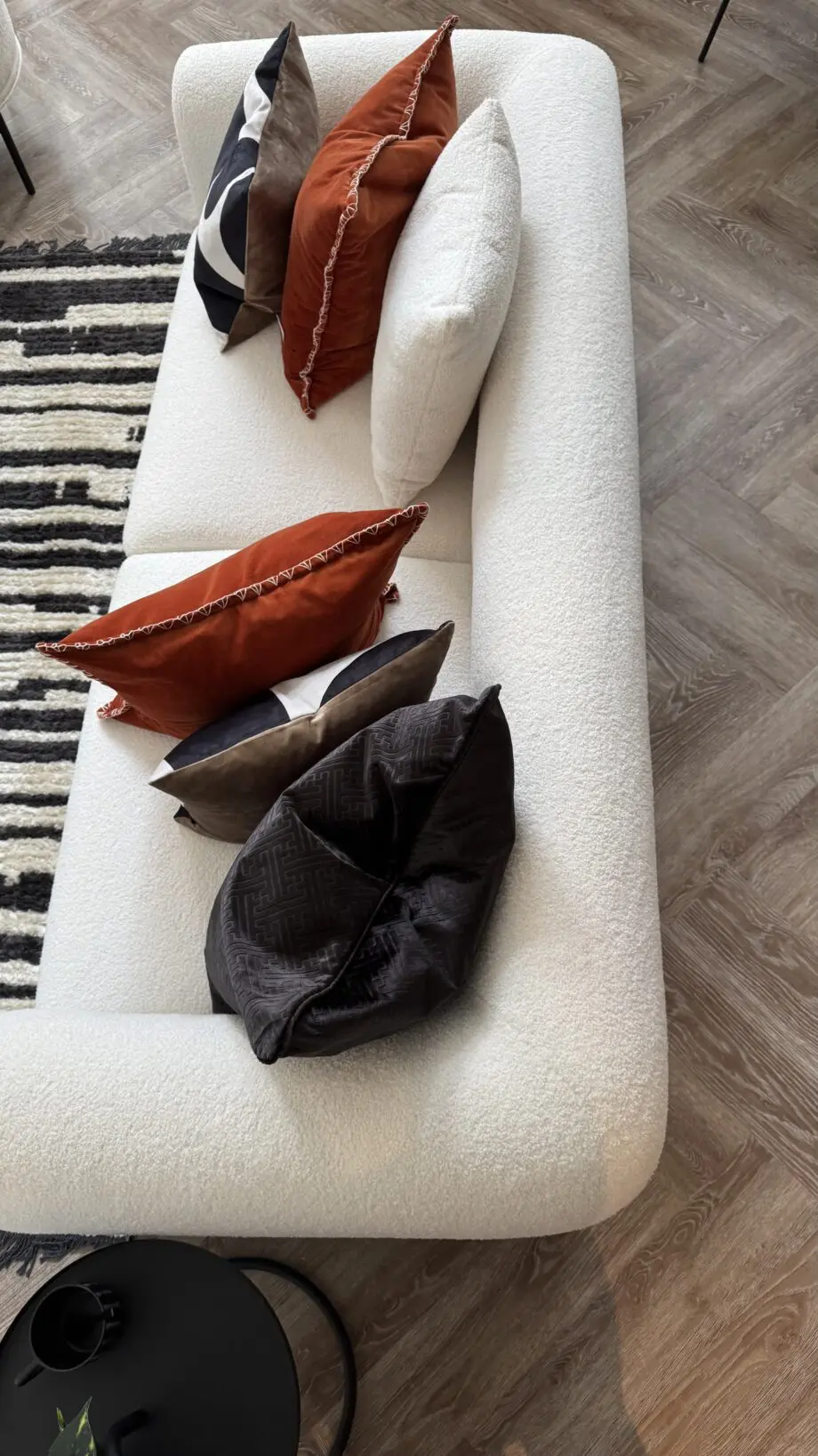 White boucle 3 seater sofa