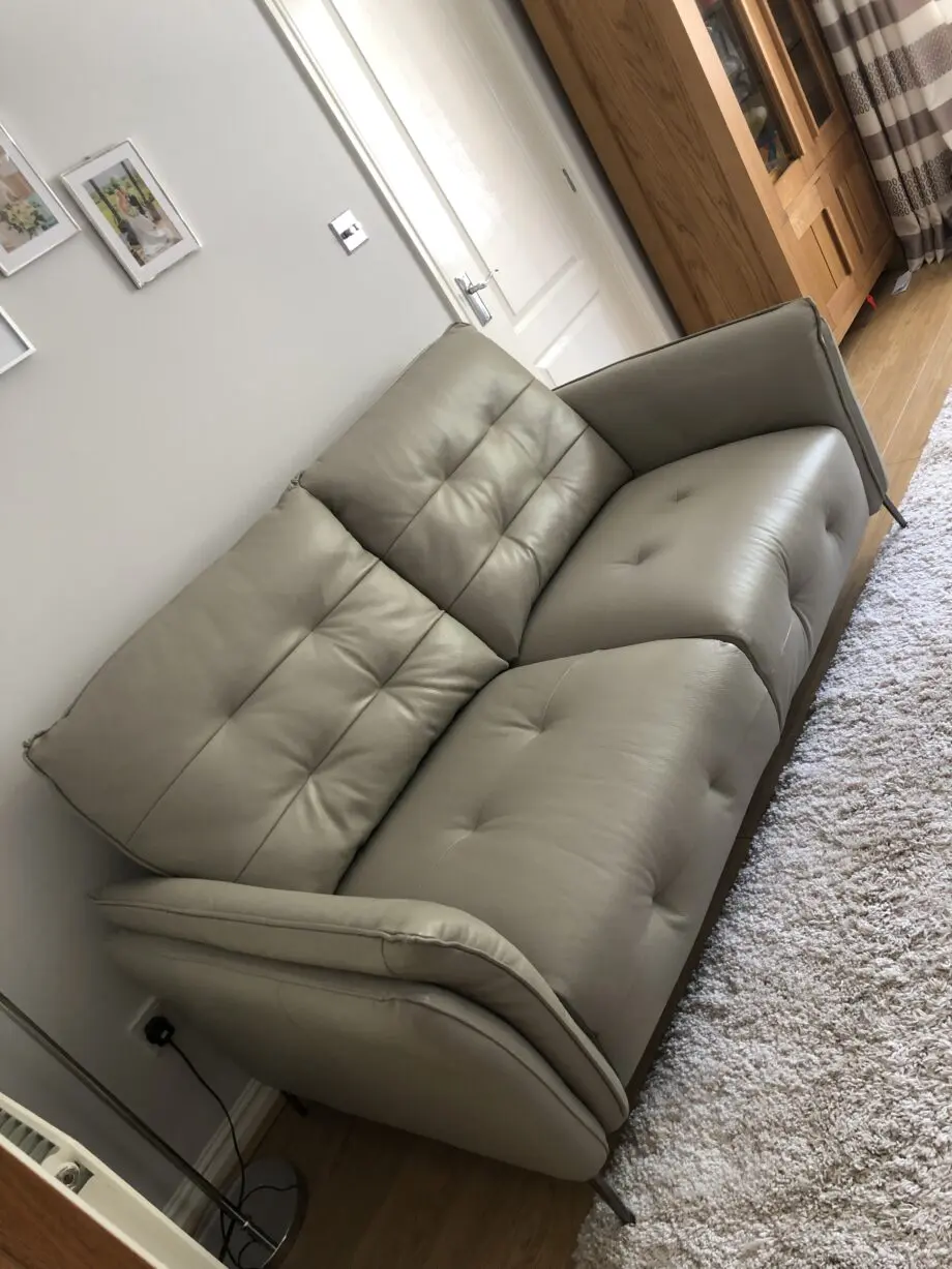 2seater sofa & snuggle chair in grey Italian leather
