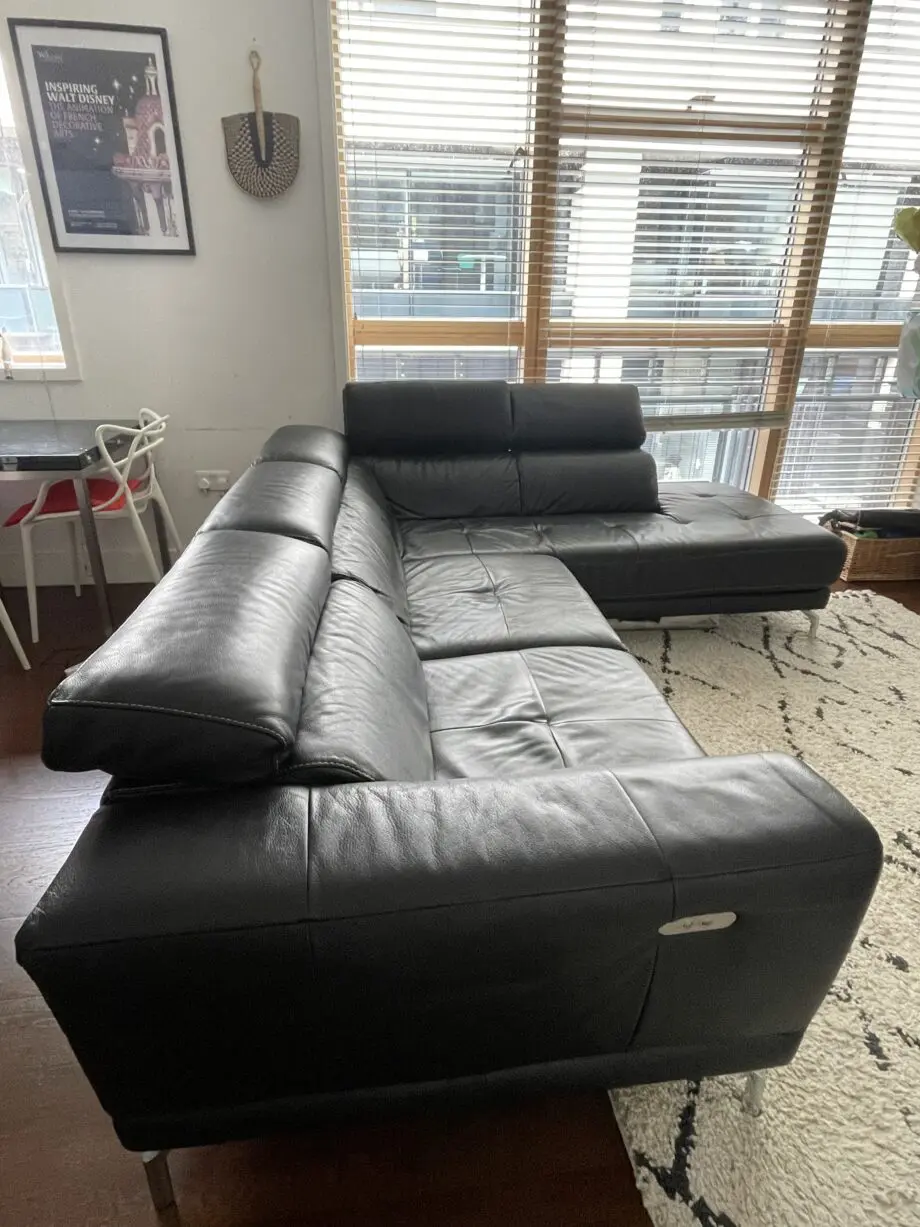 DFS Large Black recliner corner sofa