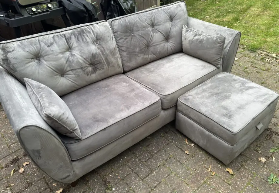 SCS Velvet sofa and footstool