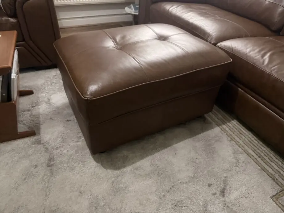 SCS Brown Leather Sofa Set with Footstool