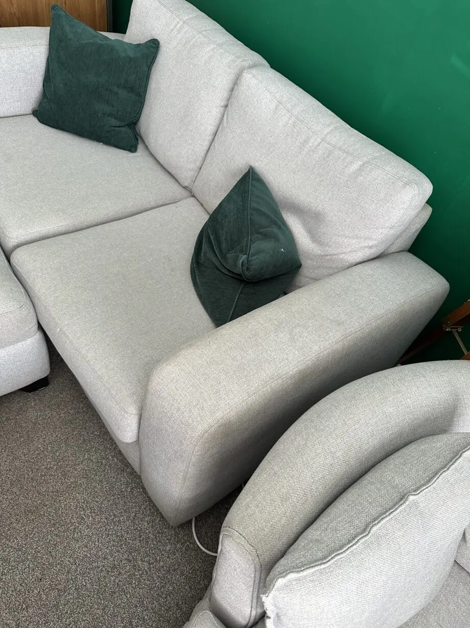 DFS Layla Silver 2-seater and Cuddle chair with footstool