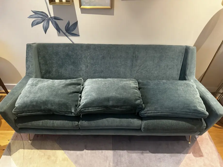West Elm 3 seater sofa in green