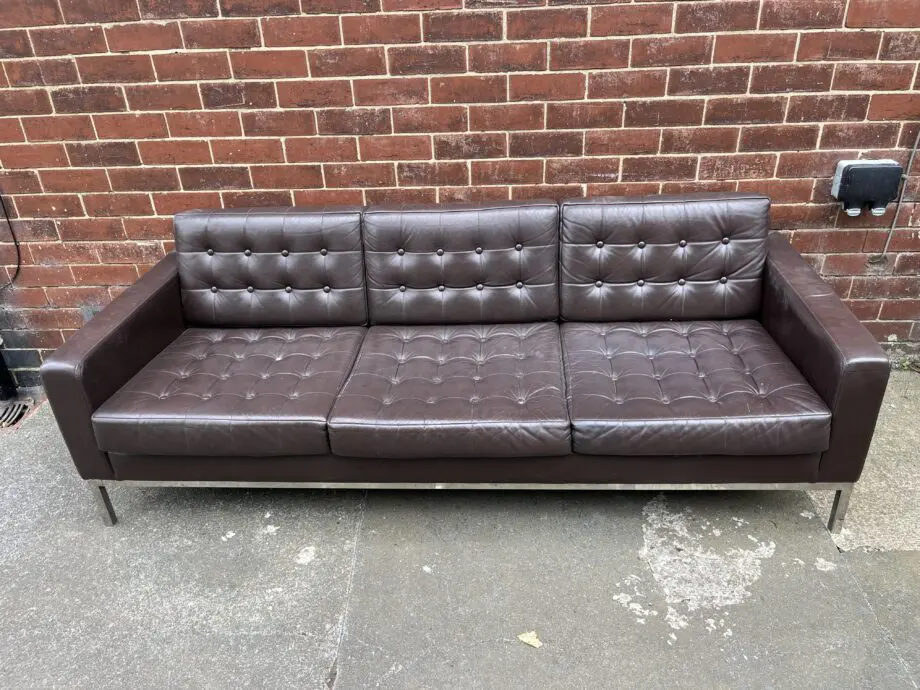 Brown Leather Bespoke 3 Seater Leather Sofa circa 2006 by Loft Leeds