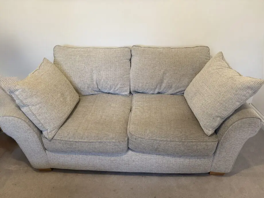 Sofology Rosia 2 Seater Sofa and pouffe Oatmeal Padstow Pumice