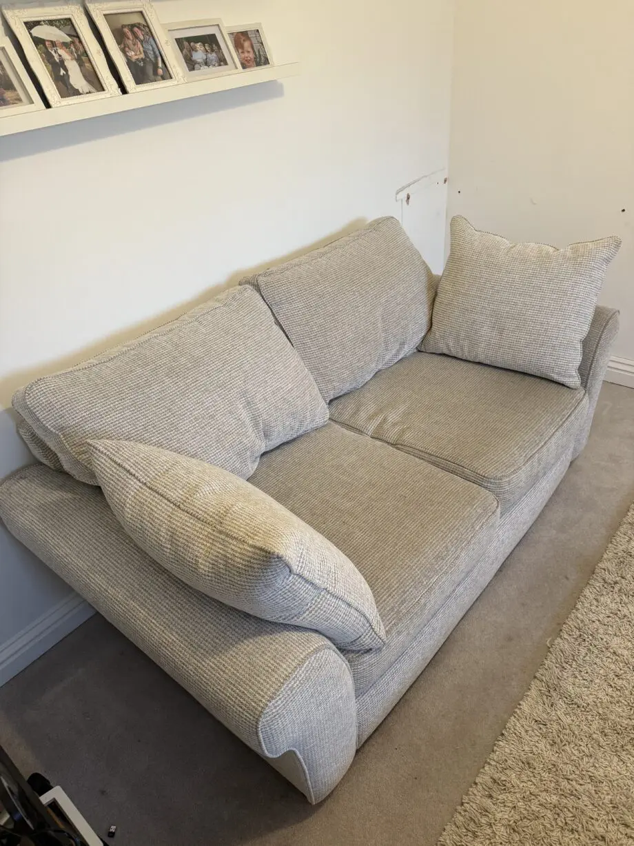 Sofology Rosia 2 Seater Sofa and pouffe Oatmeal Padstow Pumice