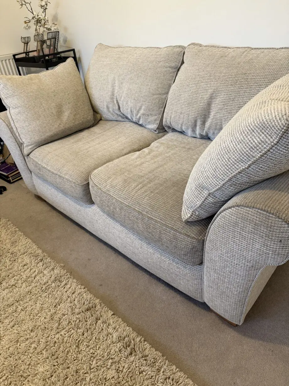 Sofology Rosia 2 Seater Sofa and pouffe Oatmeal Padstow Pumice