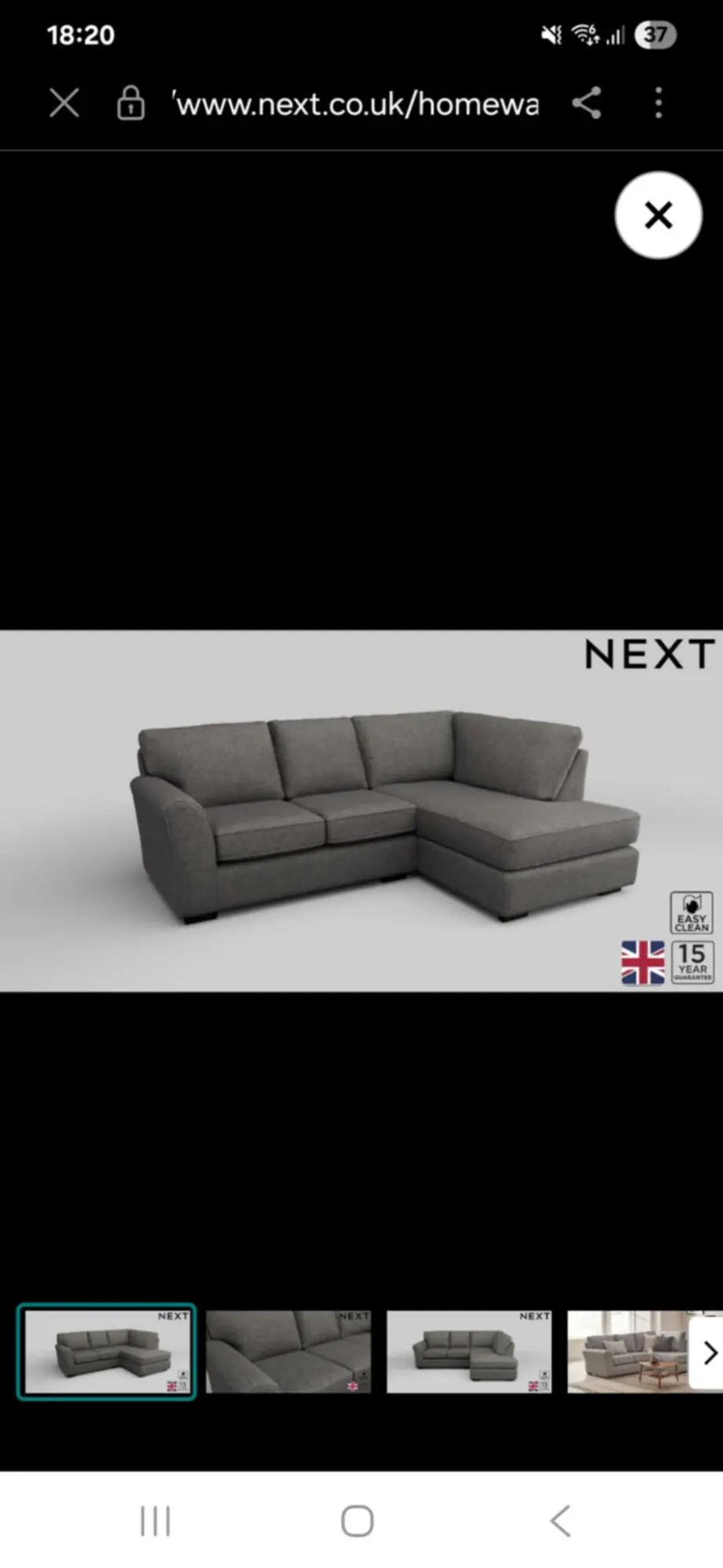 Only 8 months old NEXT corner sofa