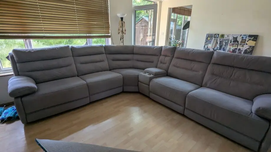 Mosey Light Grey Large Power Recliner Corner Sofa