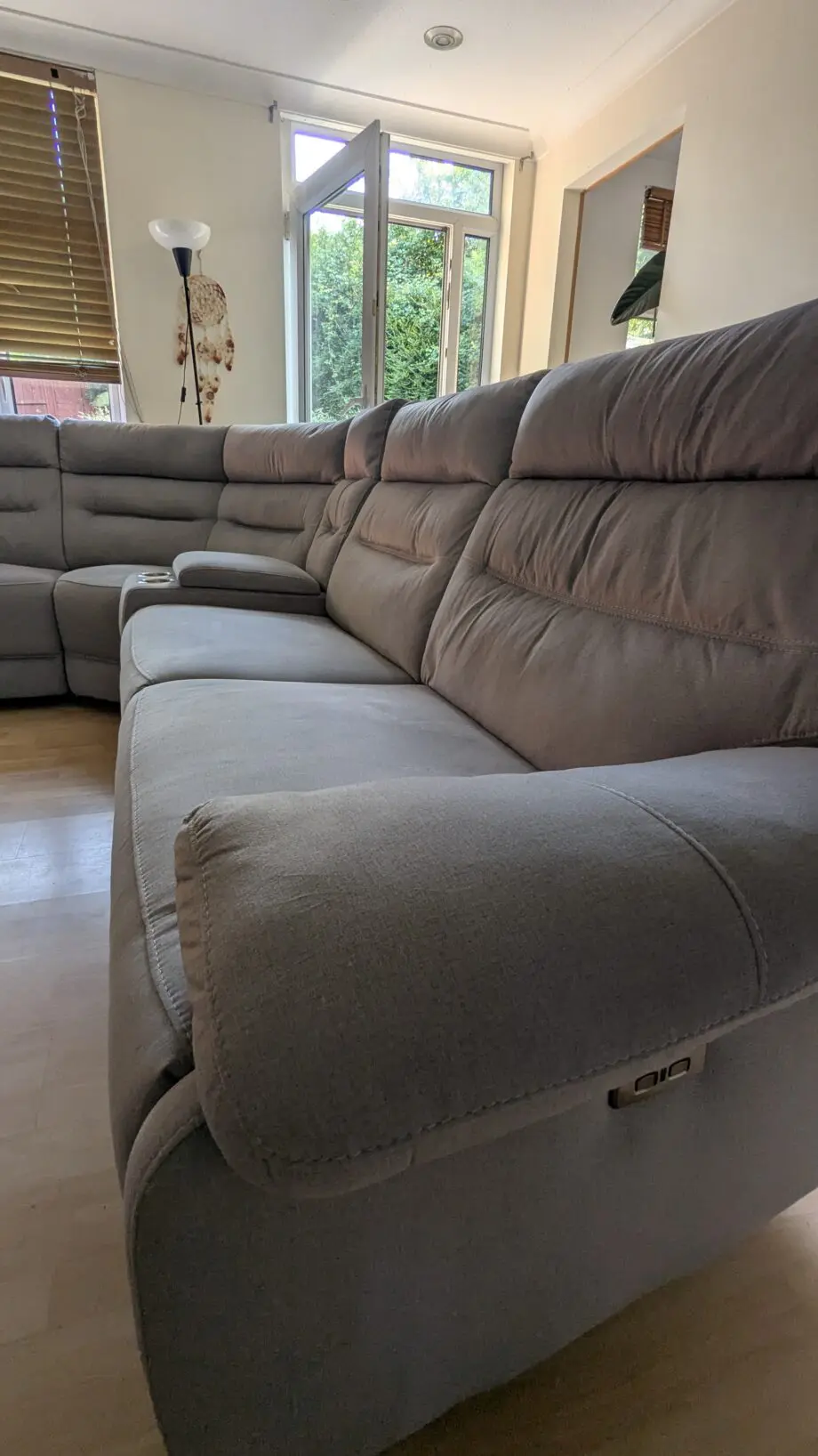Mosey Light Grey Large Power Recliner Corner Sofa