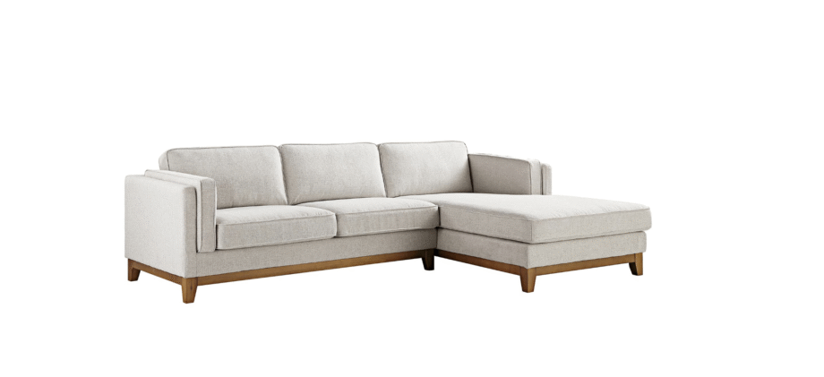 Daals Luxurious Dipley Oatmeal Woven Fabric Sofa, Grande Chaise Sofa - Right Hand Facing
