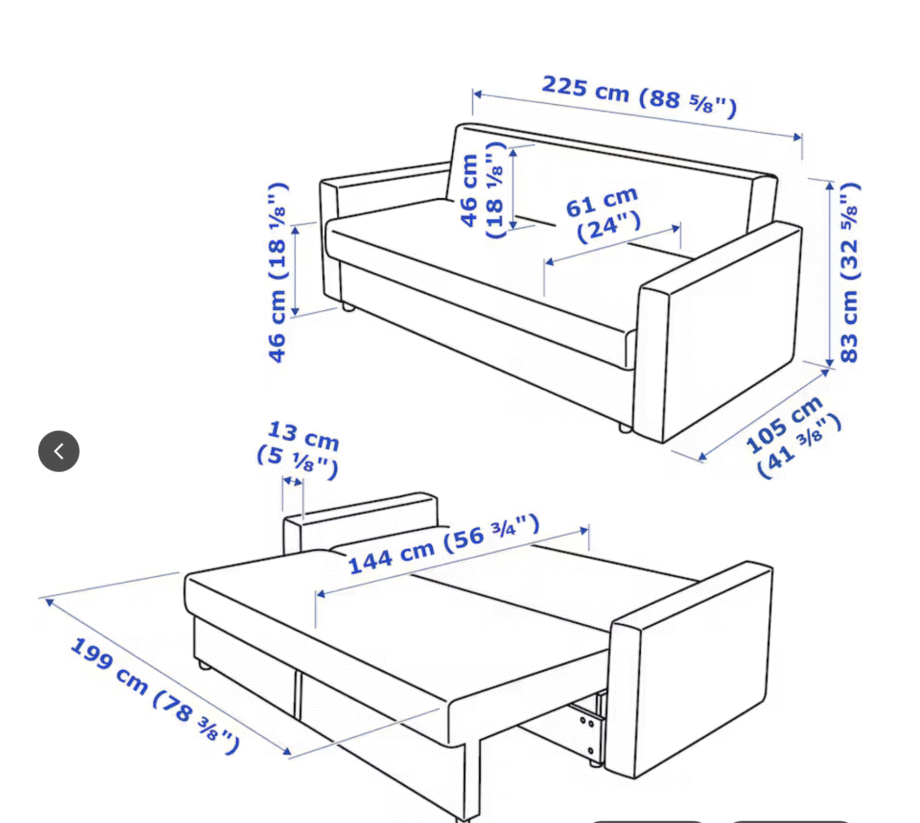 IKEA 3 seater sofa bed black with storage - Top Condition, 40% of current MRP