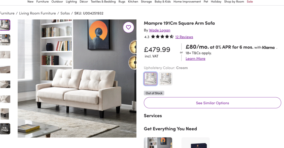 Wayfair cream two seater