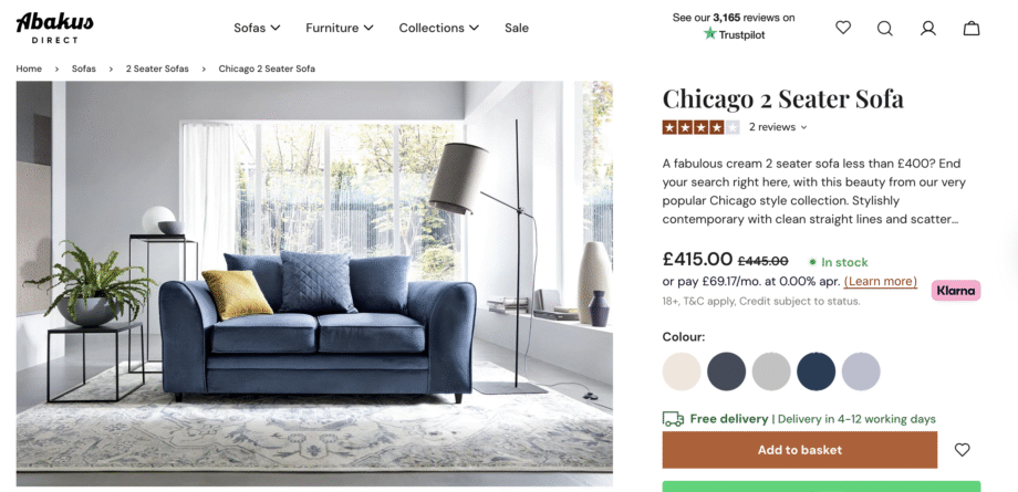 AbakusDirect Chicago Sofa washable seat and cushion covers