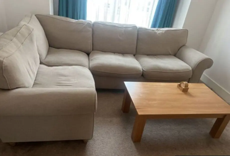 Dunelm beige fabric corner sofa