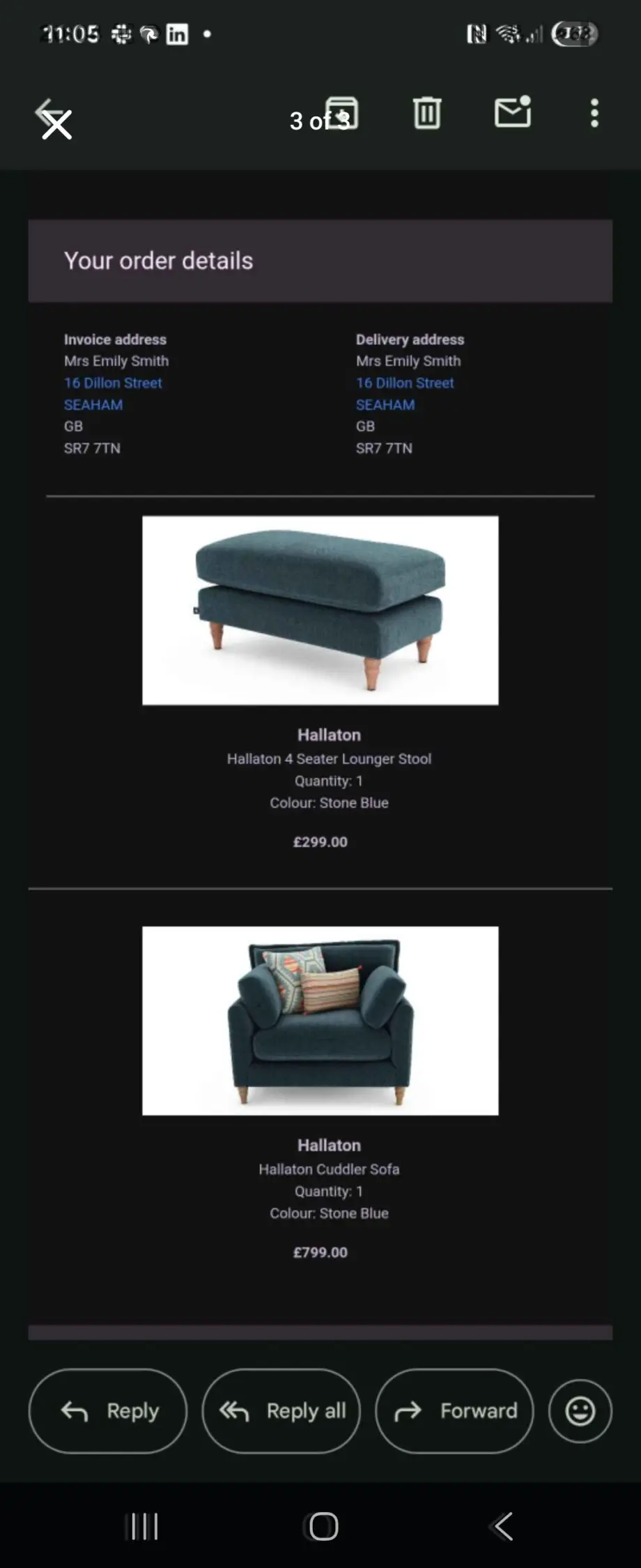 HALLATON CUDDLE SOFA AND FOOTSTOOL
