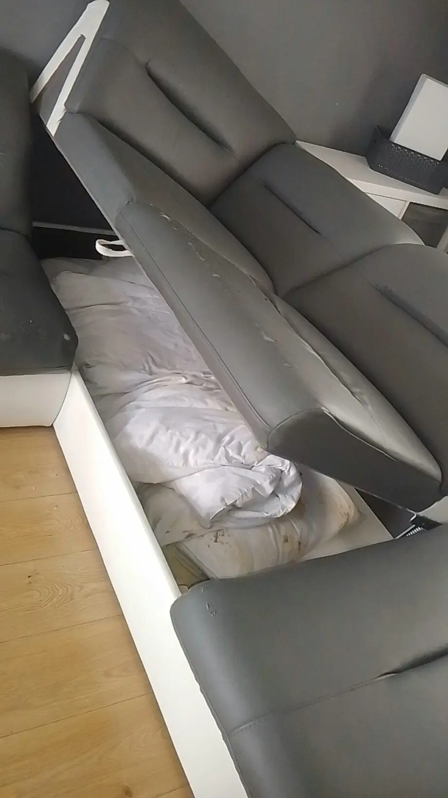 Grey and white corner sofa