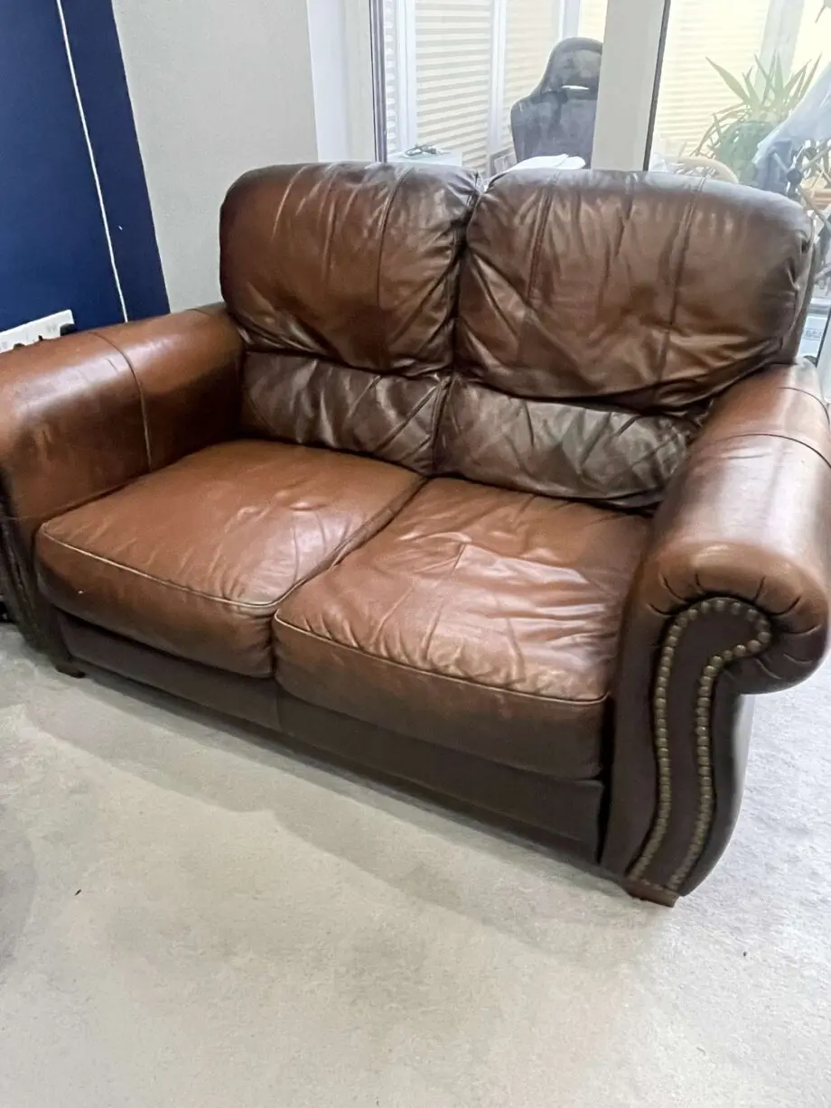 2 seater brown Italian Leather sofa