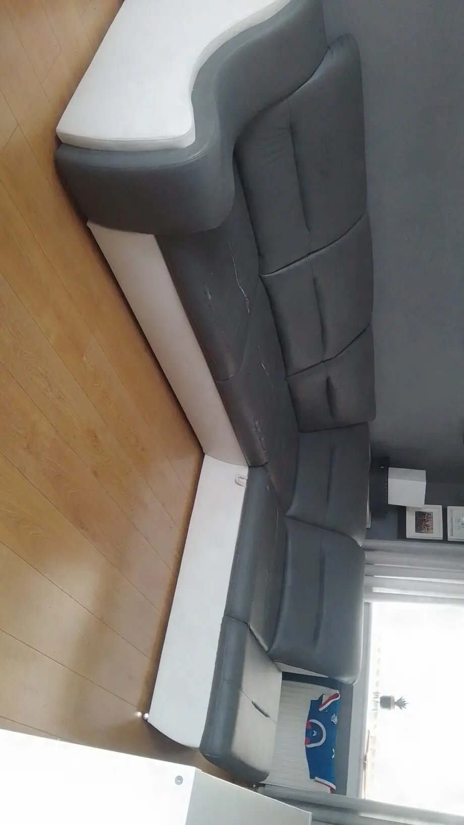 Grey and white corner sofa