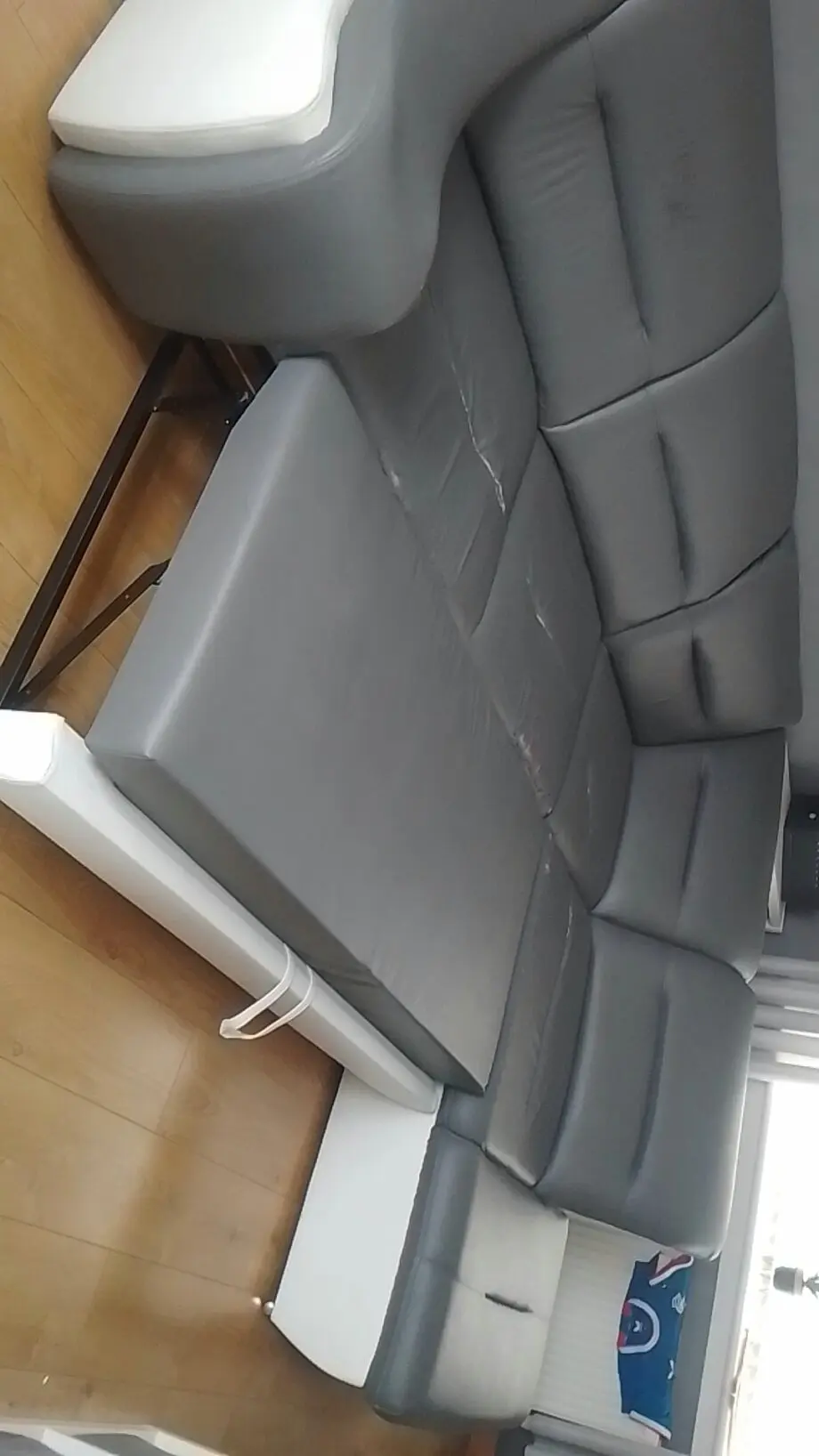 Grey and white corner sofa