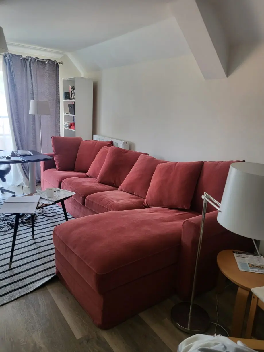 Ikea Gronlid 3 seat sofa and Chaise Lounge Red Like New