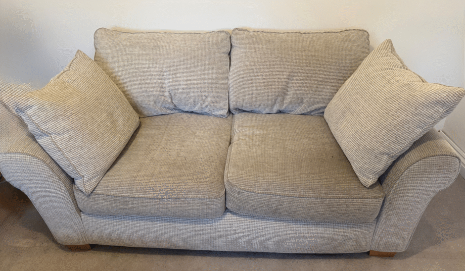 Sofology Rosia 2 Seater Sofa and pouffe Oatmeal Padstow Pumice