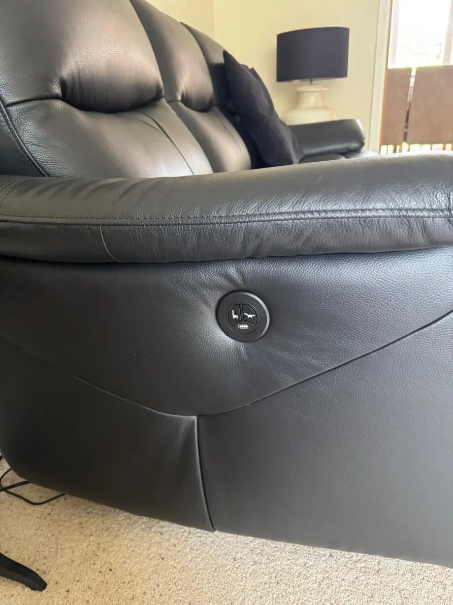 Sofology Black Leather 3 Seater Electronic Recliner Sofa