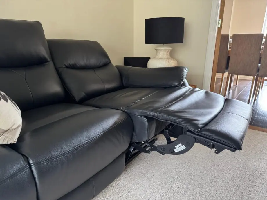 Sofology Black Leather 3 Seater Electronic Recliner Sofa