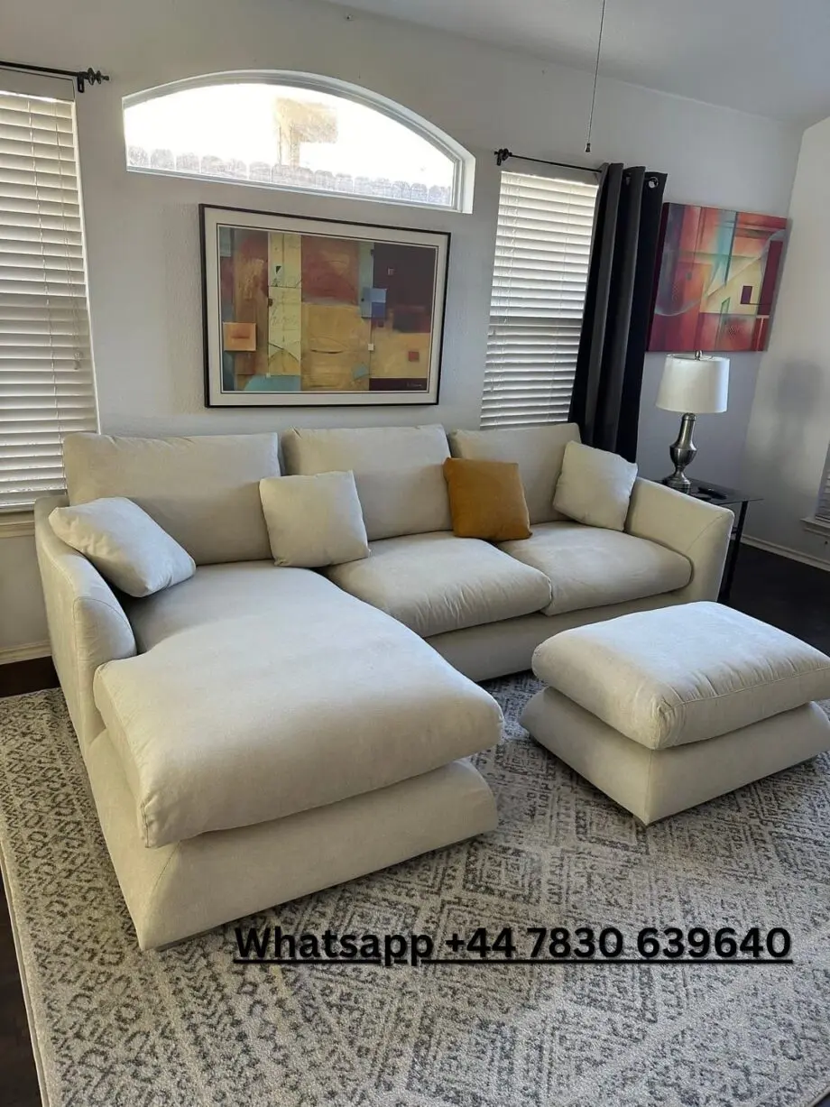 Bespoke L Shape Corner Sofa In Cream With Footstool / Left hand & right Hand Sofa