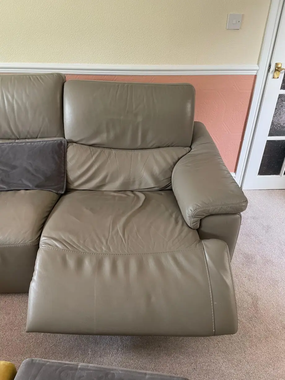 Leather Grey Right-Hand Facing Sofa, with Powered Recline, Lumbar and Headrest + Free Extras