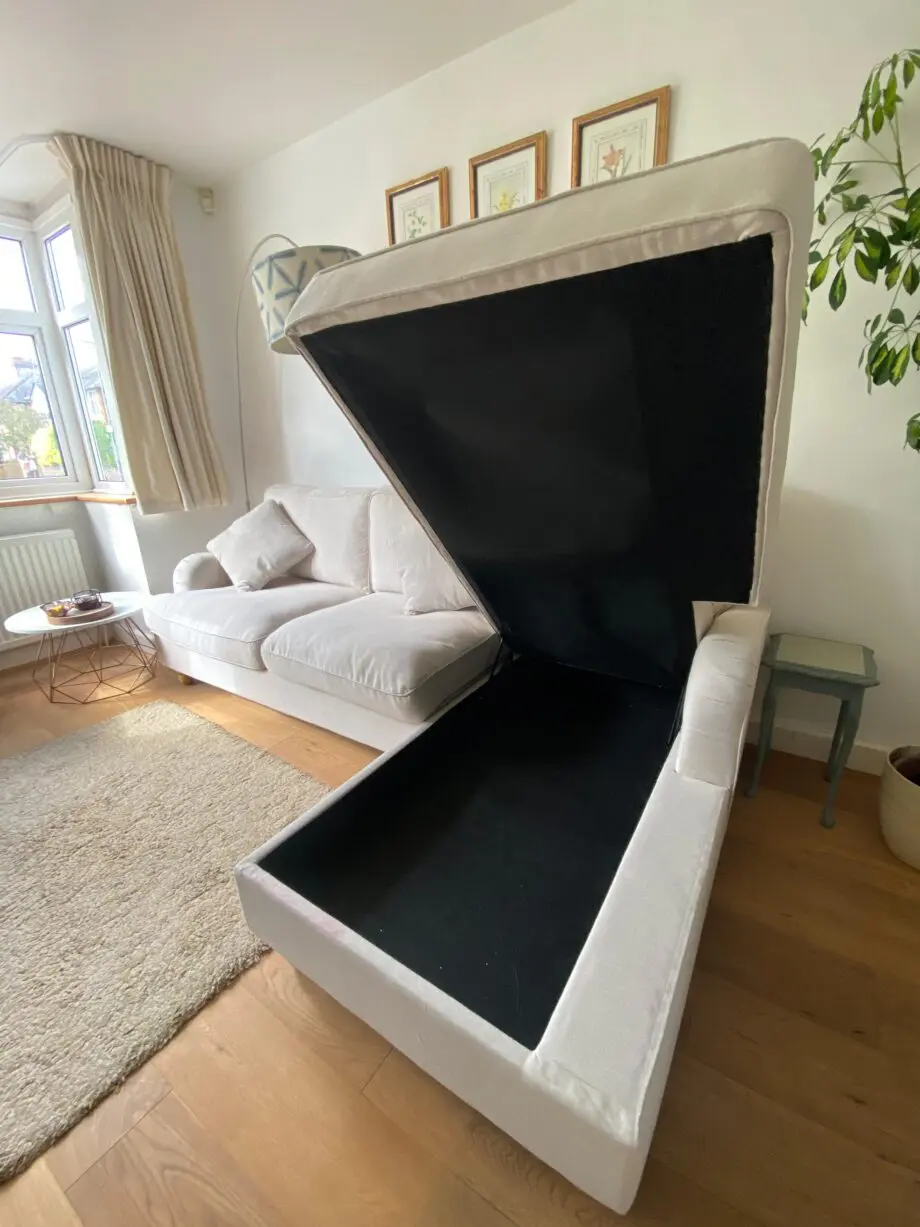 Dunelm Oatmeal Corner Sofabed with Ottoman Storage & Matching Cushions