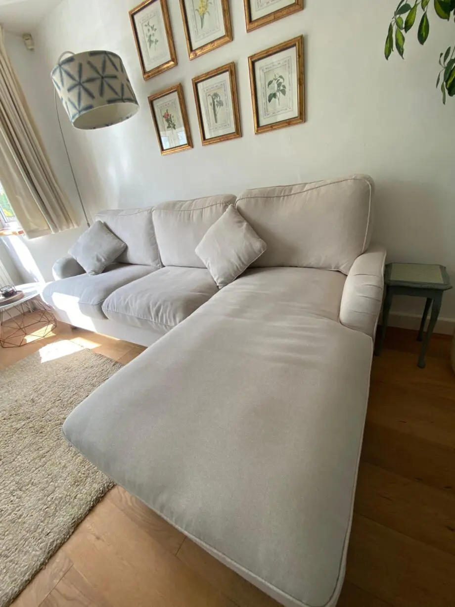 Dunelm Oatmeal Corner Sofabed with Ottoman Storage & Matching Cushions